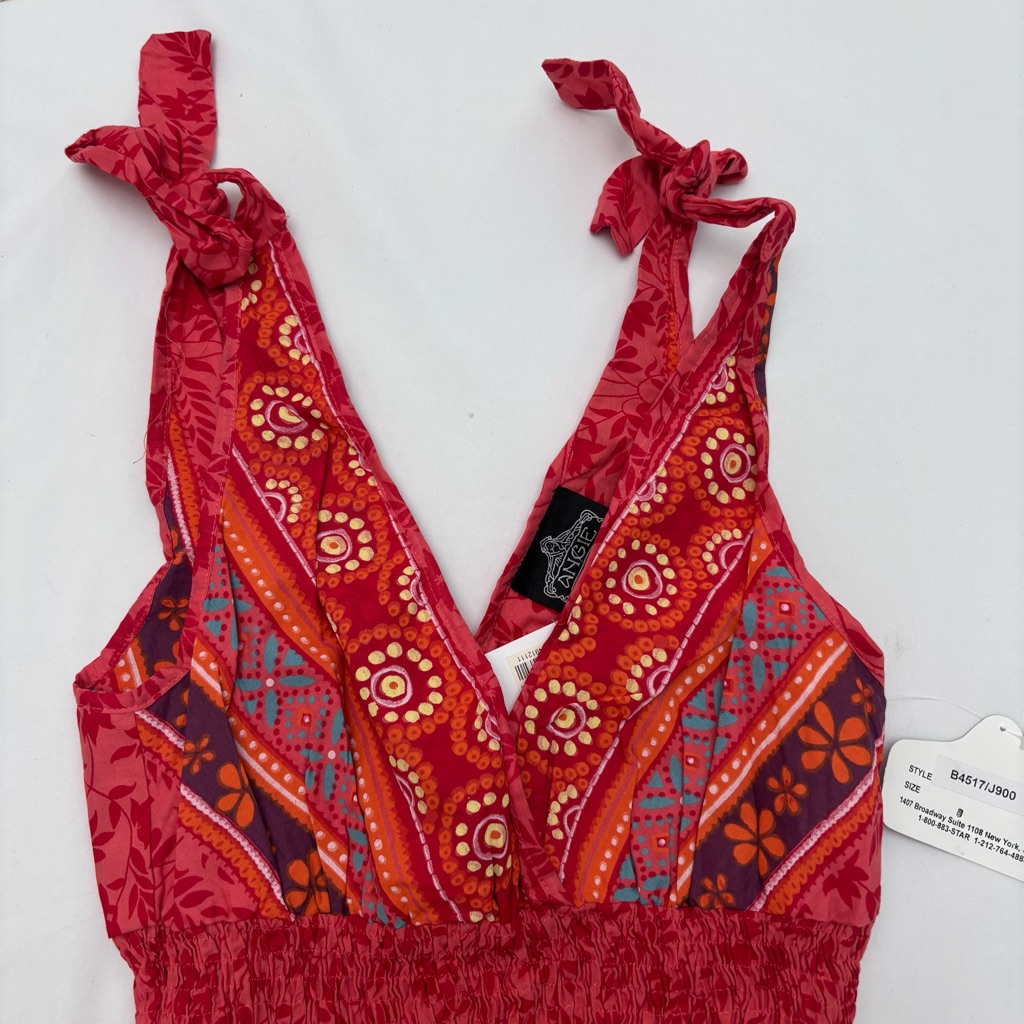 Nwt Angie Red Bohemian Hippie V-Neck Maxi Dress Tie Shoulders — image 5 of 8
